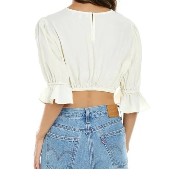 WeWoreWhat Cropped Poplin Top Size Medium, M, Ivory - Picture 3 of 8